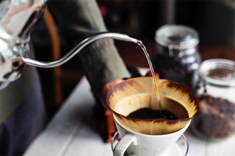 hario dripper pouring coffee