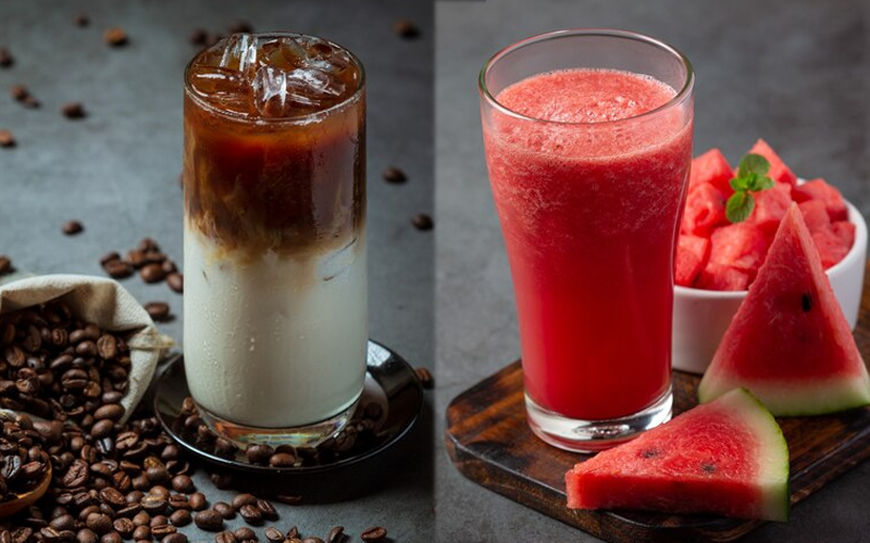 makan semangka dan kopi