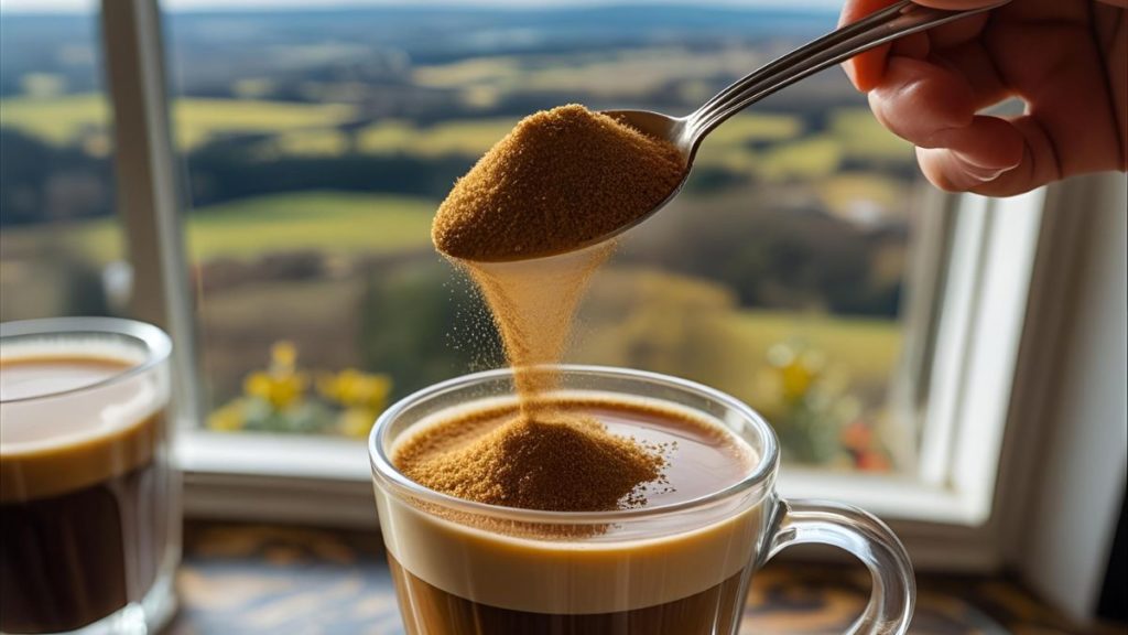 menuang gula aren ke kopi