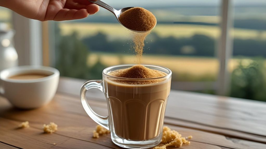 menuang gula aren ke kopi
