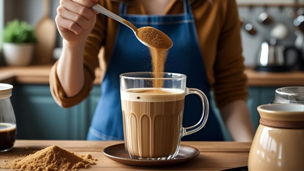 menuang gula aren ke kopi