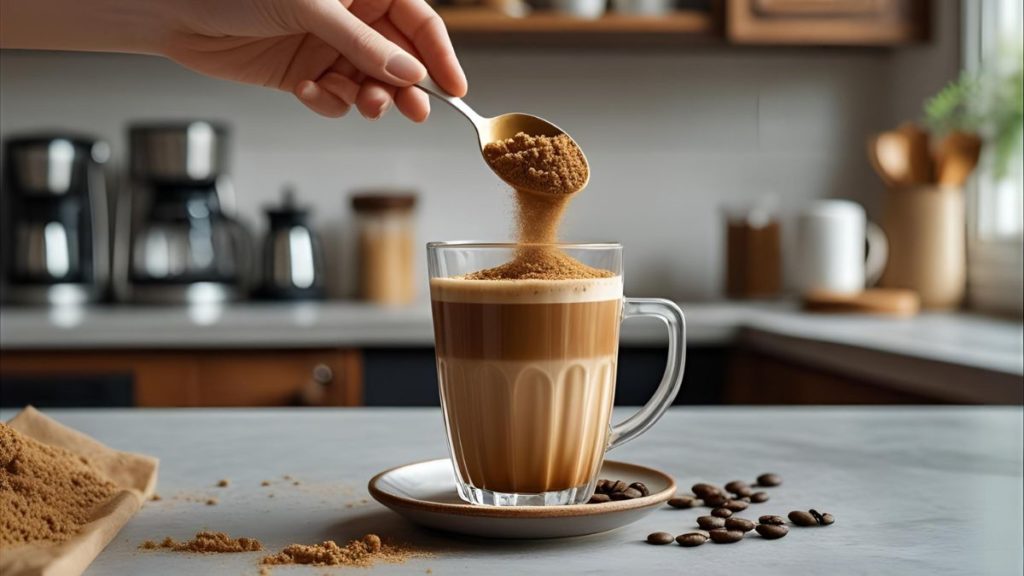 menuang gula aren ke kopi