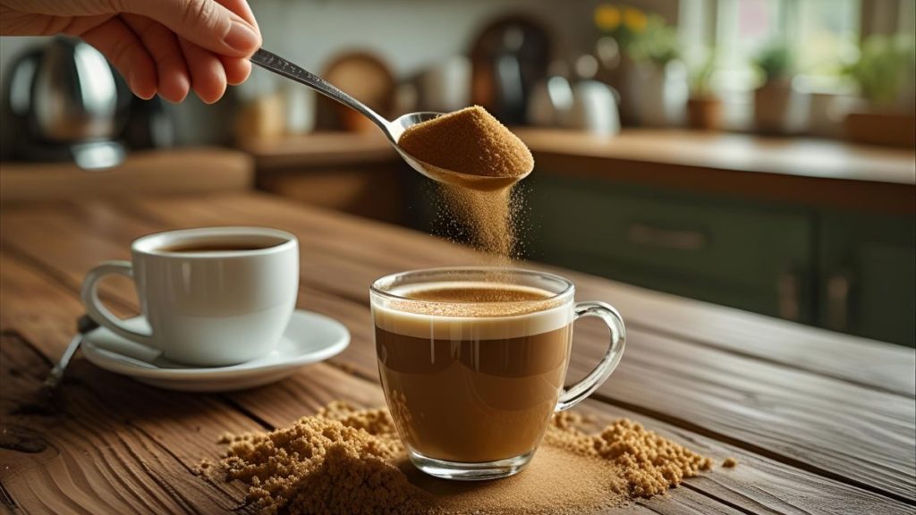 menuang gula aren ke kopi