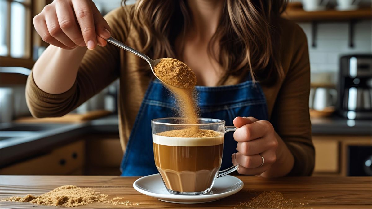 menuang gula aren ke kopi