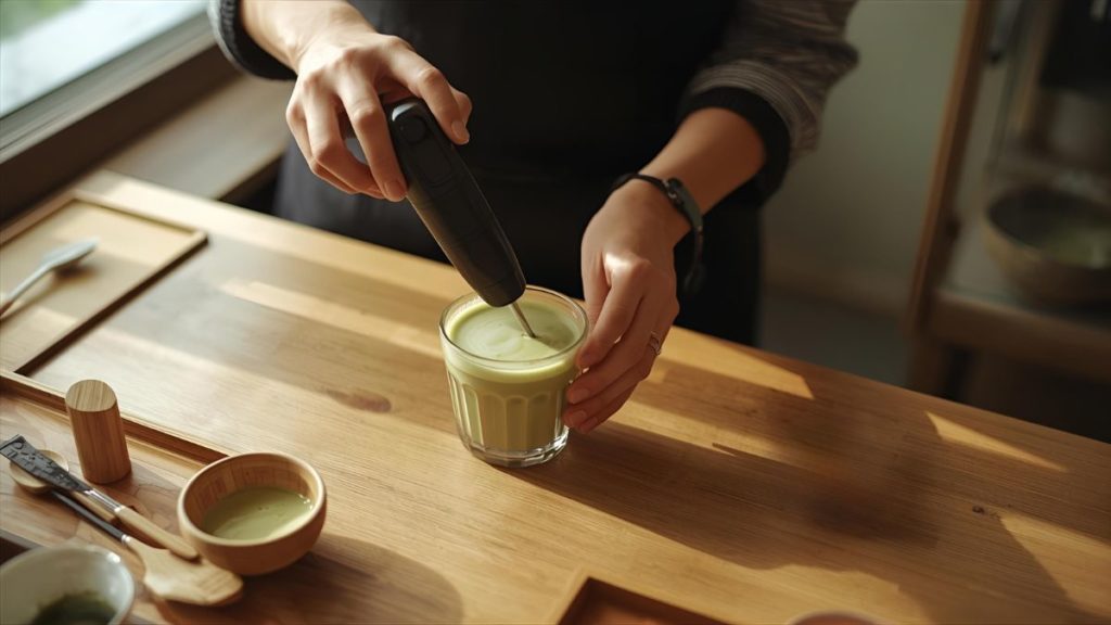 bikin matcha dengan frother