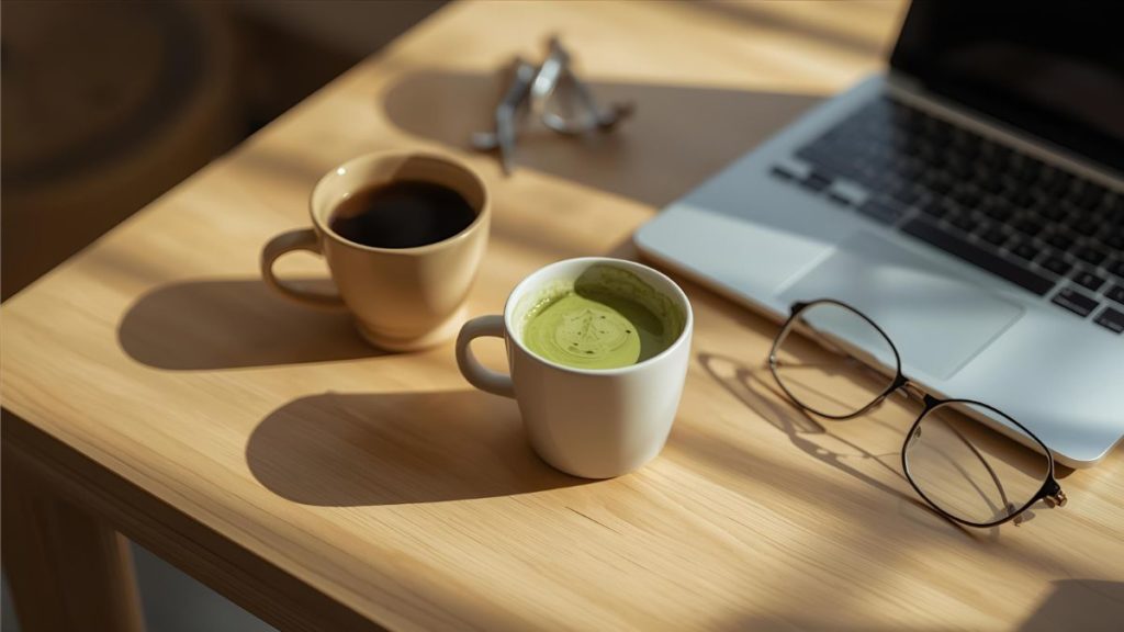 matcha dan kopi hitam