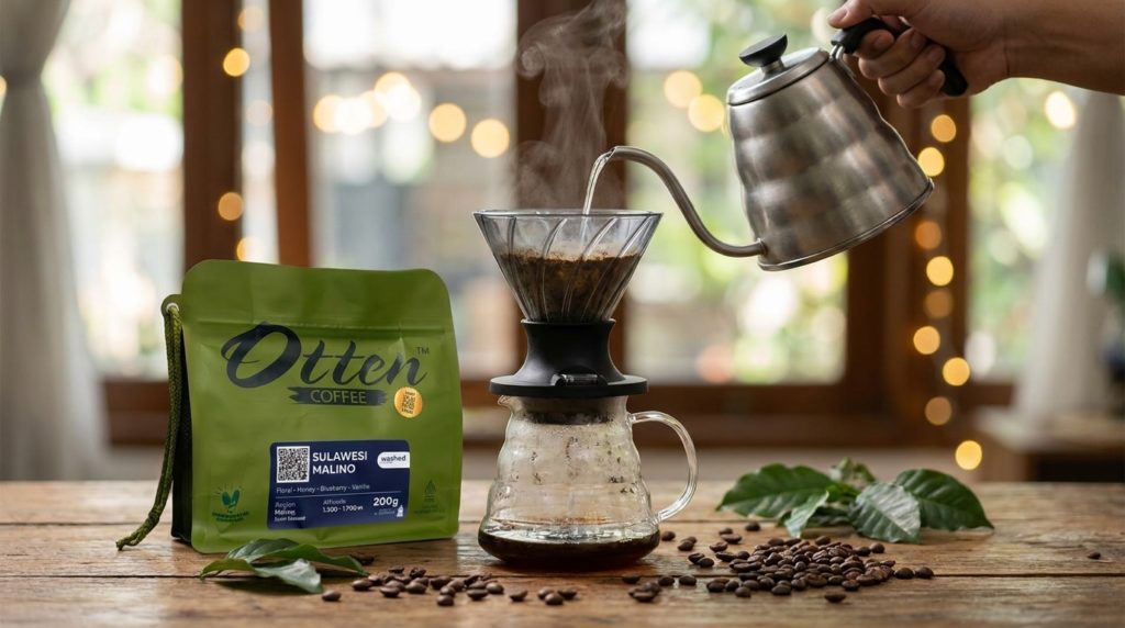 Dripper V60 01 Hario RAN Transparant Black on Hario Switch