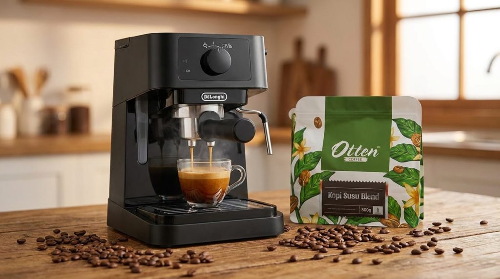 cara buka coffee shop modal 5 juta dengan delonghi stilosa Mesin Kopi Watt Rendah