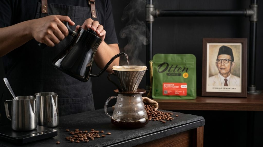 hari pendidikan nasional dan seduh kopi pour over