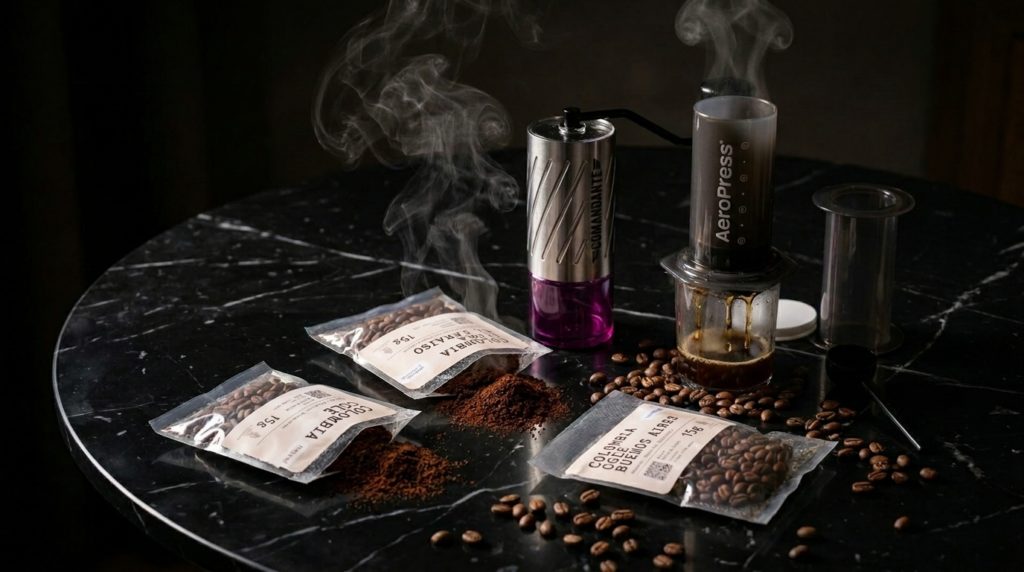 kopi colombia dan comandante n40 aeropress