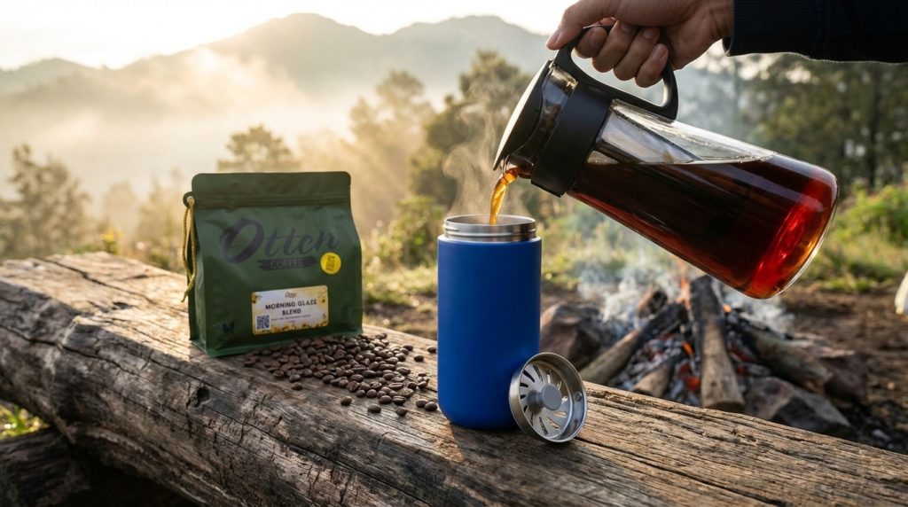 outbound dengan hario cold brewer kopi morning glaze fellow mug