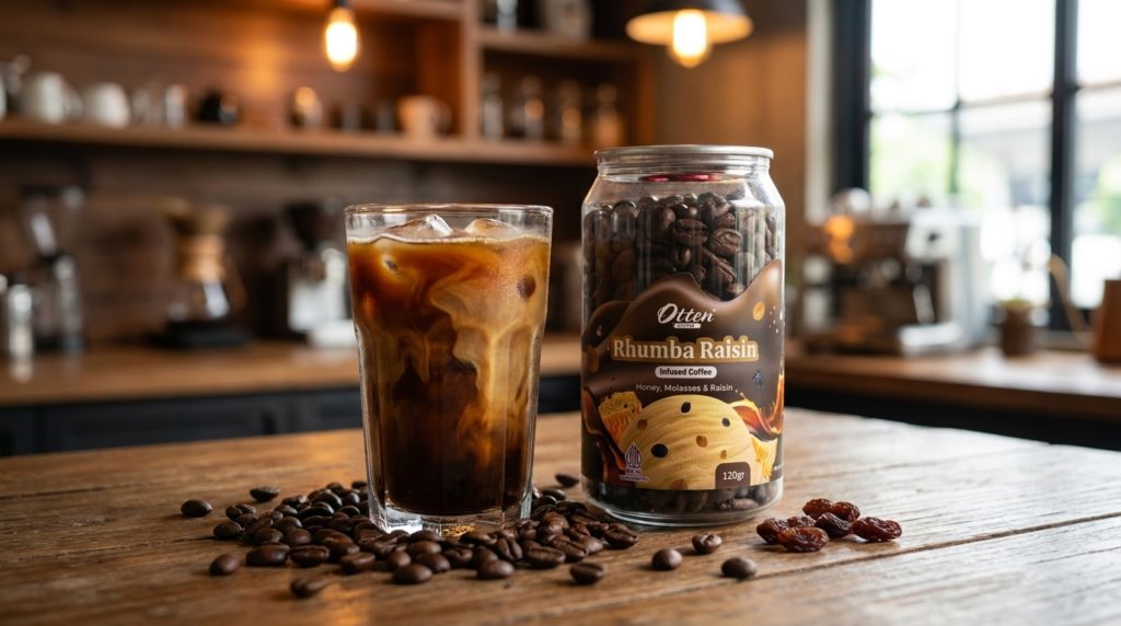rhumba raisin infused coffee iced americano