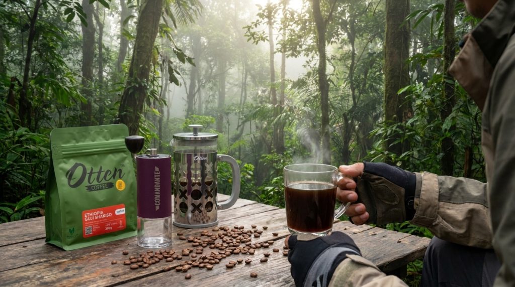 trekking di gunung minum kopi ethiopia otten comandante grinder french press