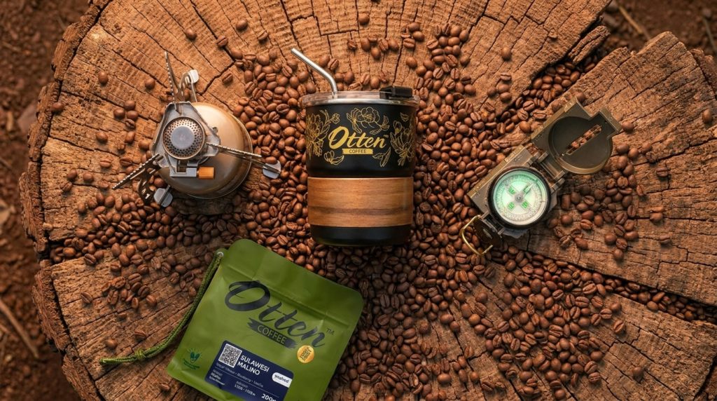 gelas camping 300 ml dan biji kopi