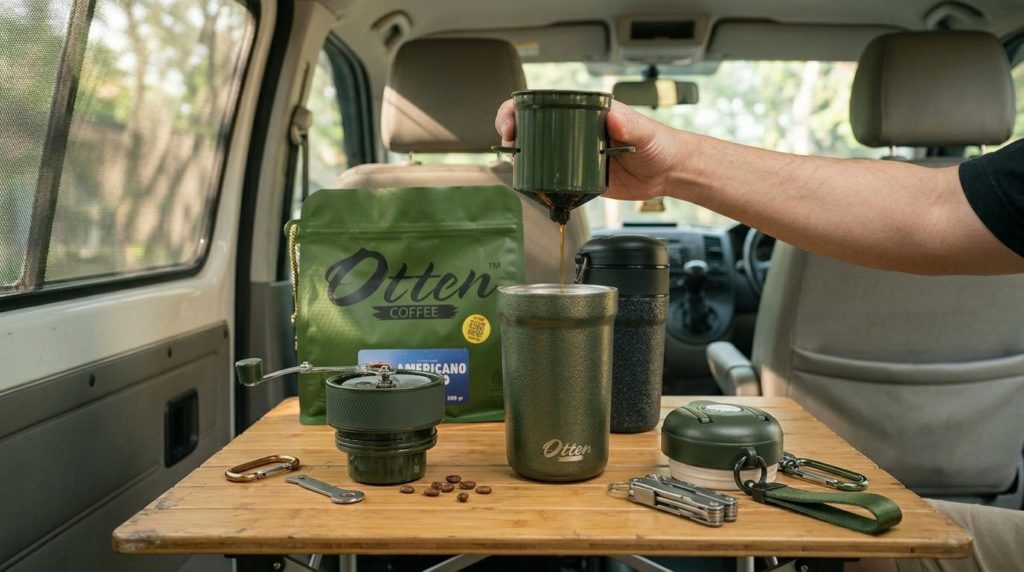 bikin kopi di dalam mobil dengan alat kopi portabel otten