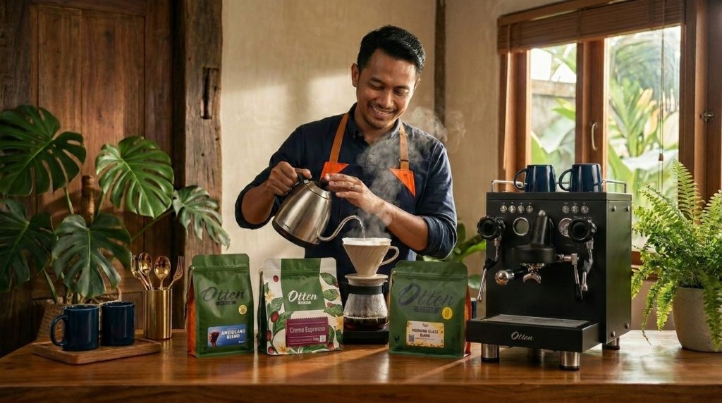modal cafe di bali denngan mesin kopi otten castro