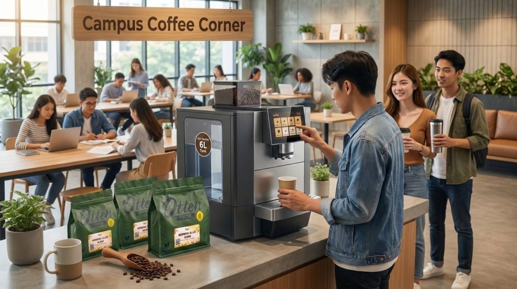 minum kopi di kampus dengan kalerm e60l