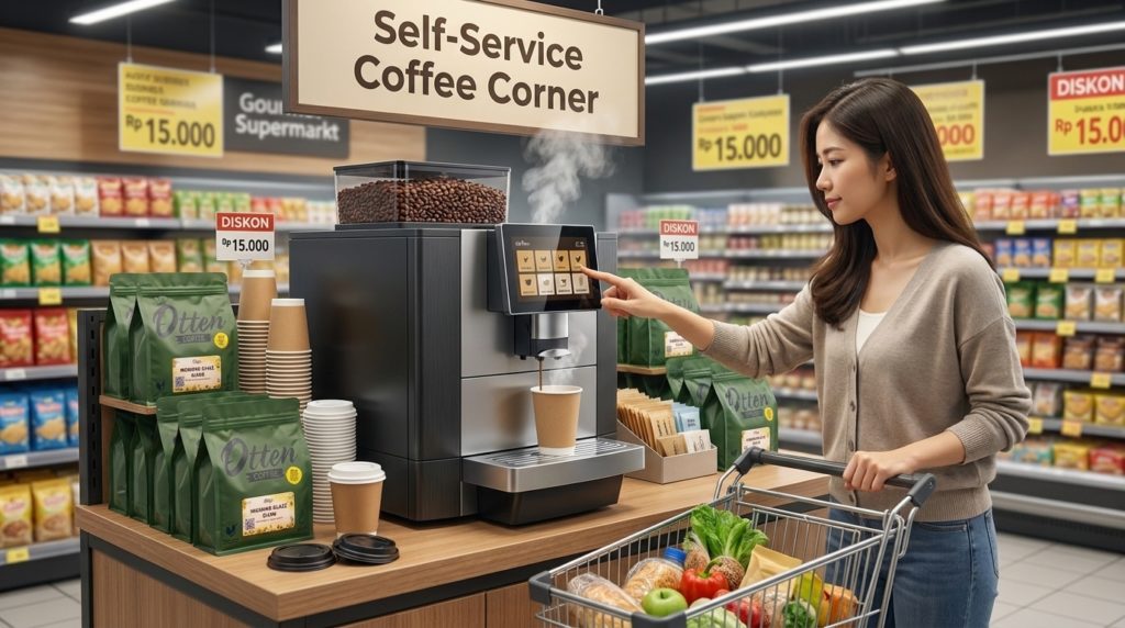 minum kopi di swalayan dengan kalerm e60l
