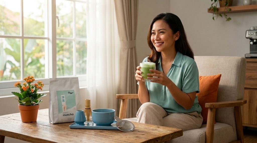 minum matcha milk di rumah