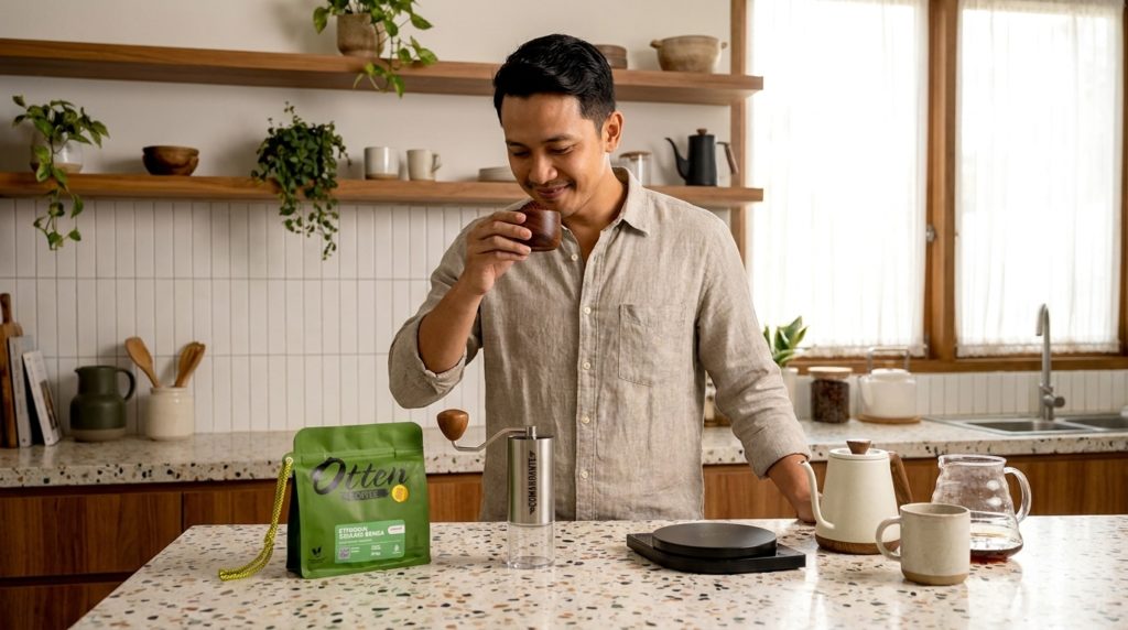 ngopi self reward seduh kopi di dapur dengan otten coffee