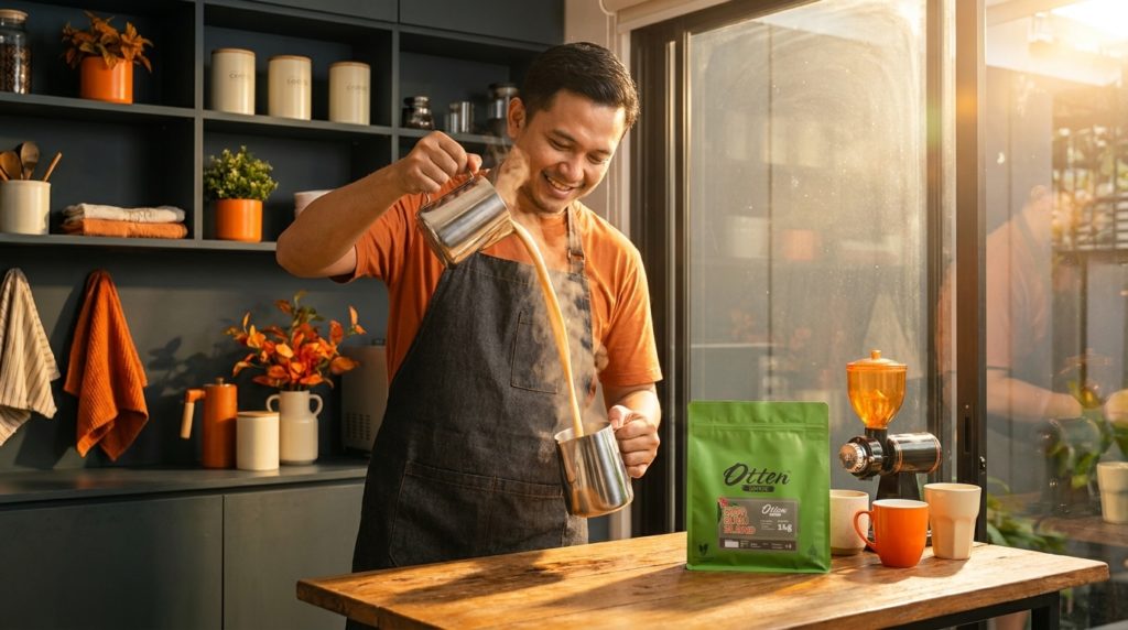 sanger tarik dengan kopi susu blend