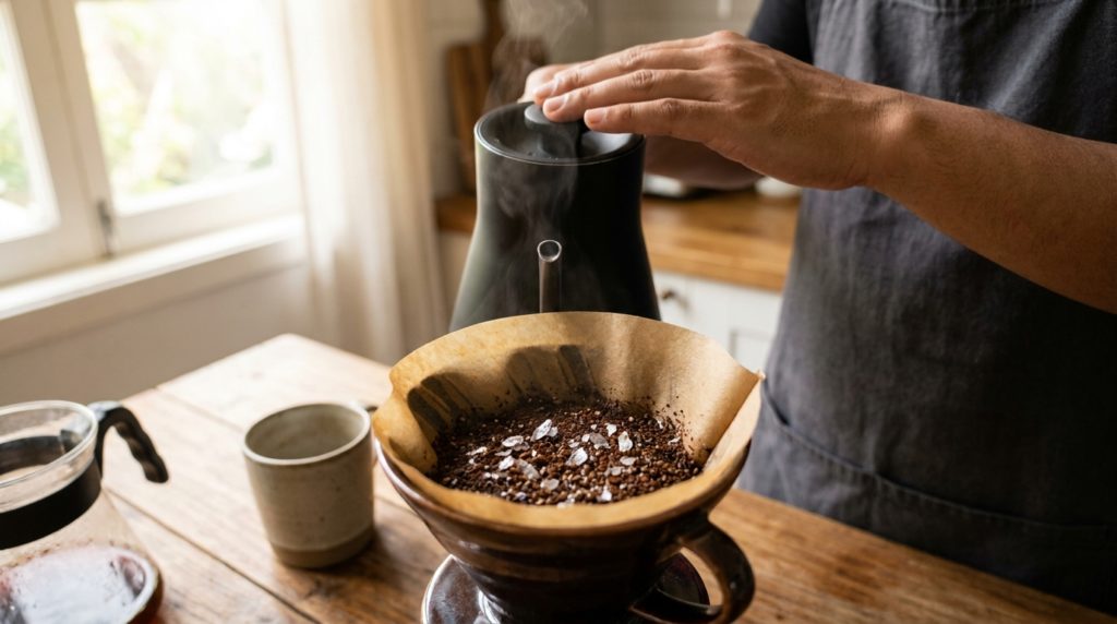 silver skin bubuk kopi di v60