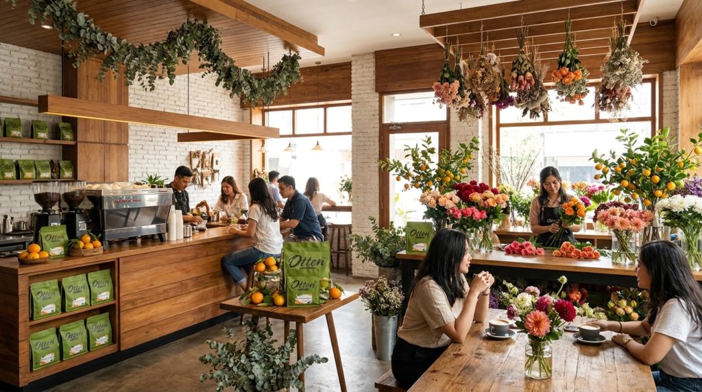 bisnis kopi dan bunga kafe florist