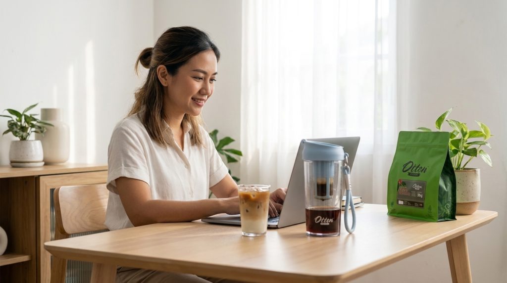 cold brew with milk dengan otten brewgo
