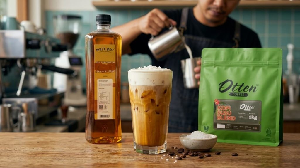 Butterscotch Sea Salt Latte dengan Multibev 1 Liter