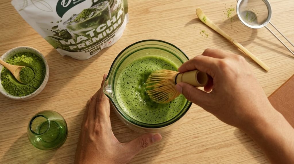 buat matcha latte di rumah