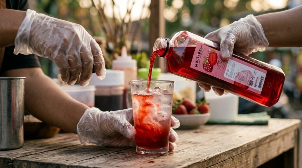 menu es strawberry angkringan multibev 1 liter