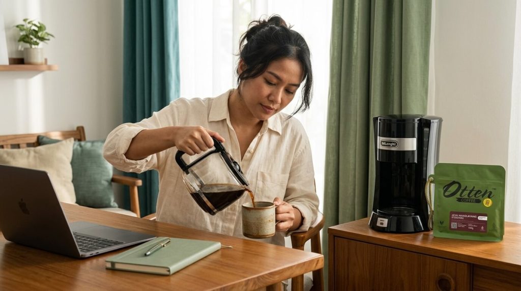 ngopi dengan delonghi drip coffee maker