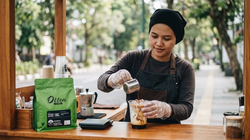template bisnis kopi keliling dengan crema espresso dan moka pot