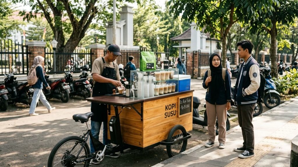 template bisnis kopi keliling dengan sepeda listrik